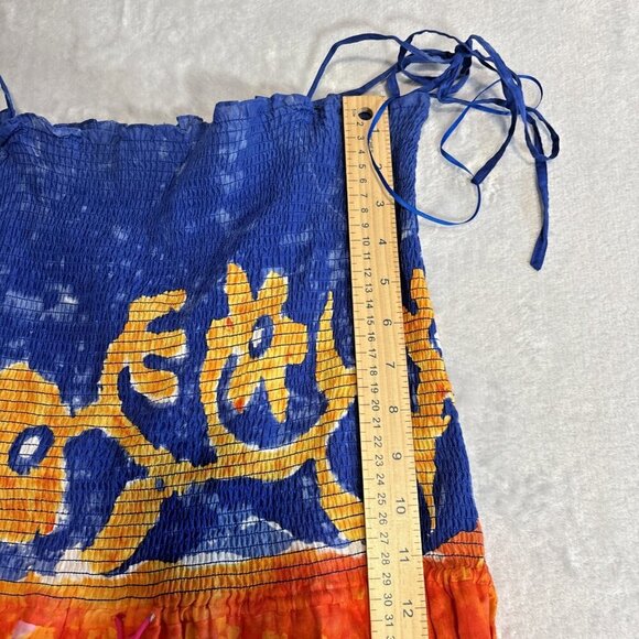 LAUREN RALPH LAUREN Maxi Dress Tiered Tie-Shoulder Tropical Print Ruched Tube SP - Picture 8 of 13